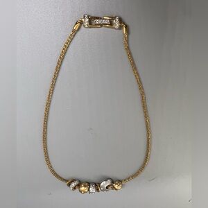 Elegant Authentic Swarovski Crystal Gold-tone  Necklace with beads